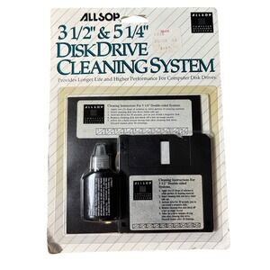 New Vintage 1990 Allsop 3.5" & 5.25" Double Sided Disk Drive Cleaning System Kit